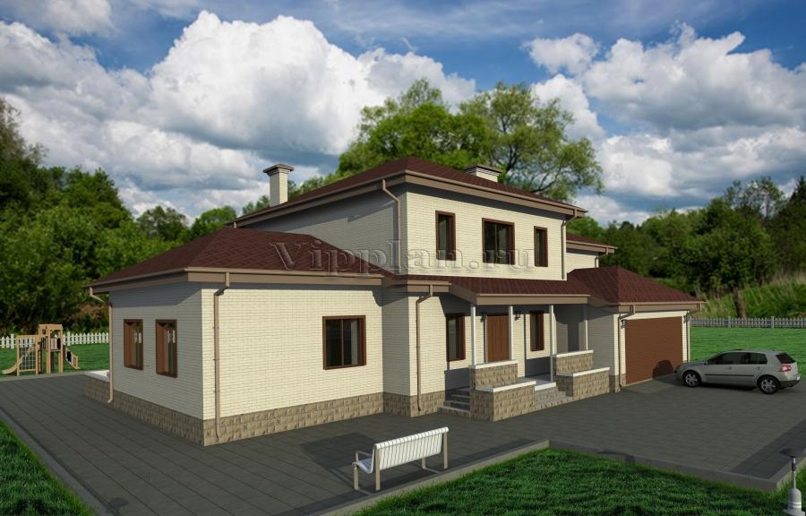 Проект двухэтажного дома с гаражом