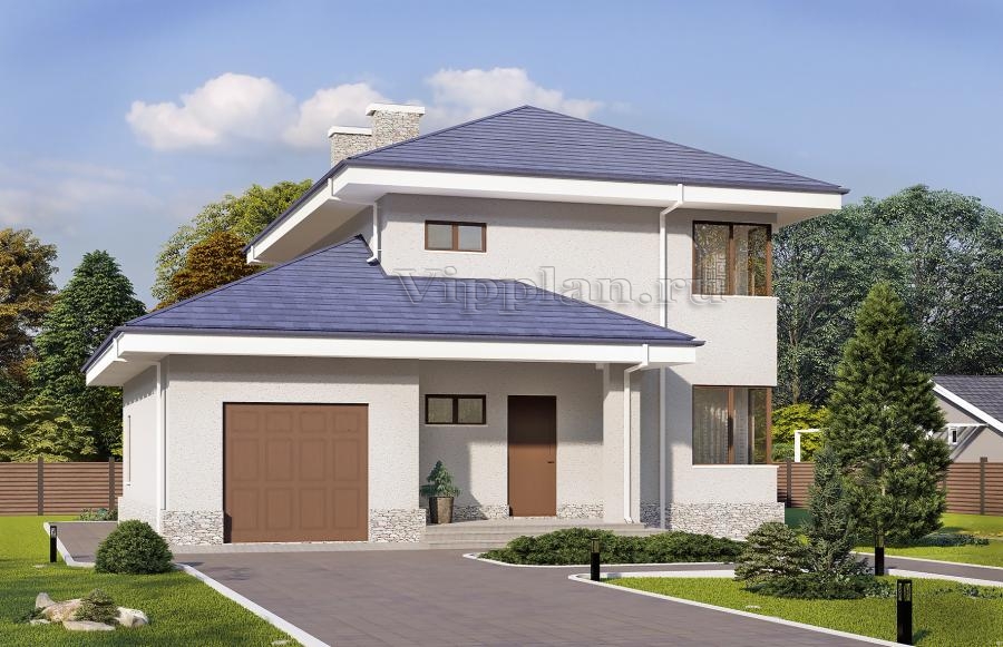 Двухэтажный  дом с гаражом и террасой