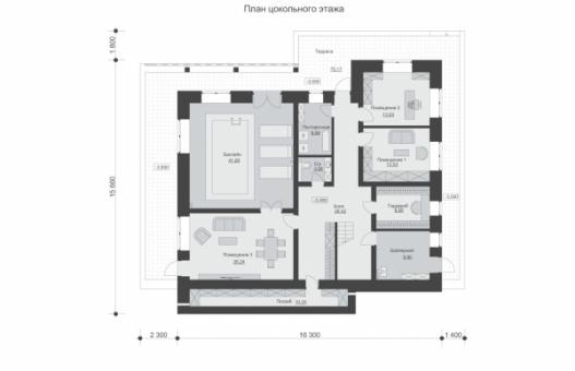 Одноэтажный дом с цокольным этажом и пятью спальнями