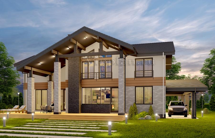 Двухэтажный дом с четырьмя спальнями, террасой и кабинетом