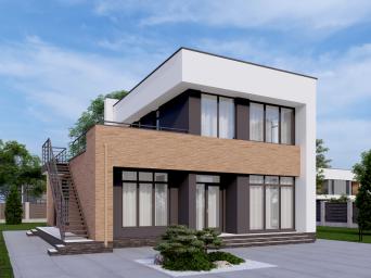 Двухэтажный дом с четырьмя спальнями, кабинетом и террасами.